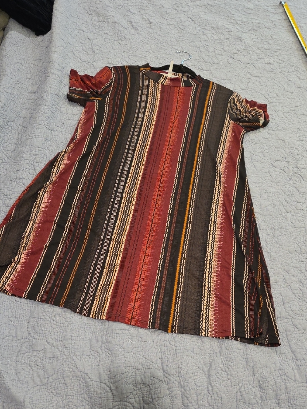 BCBGeneration Striped Mini Dress in Red, Brown, Black Size L!